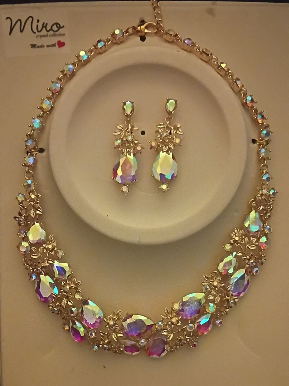 IRO Gold-Tone Aurora Crystal Teardrop Necklace & Earrings Set